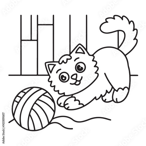 Cat moments meow life coloring pages, coloring book, line art, illustration, black & white, bold and easy coloring pages