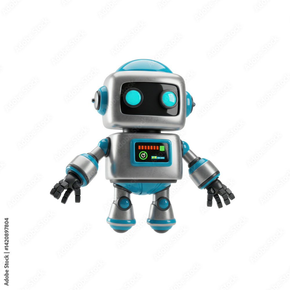 Adorable Blue Robot Toy with Friendly Face and Playful Personality on Transparent Background Adorable Blue Robot Toy with Friendly Face and Playful Personality on Transparent Background