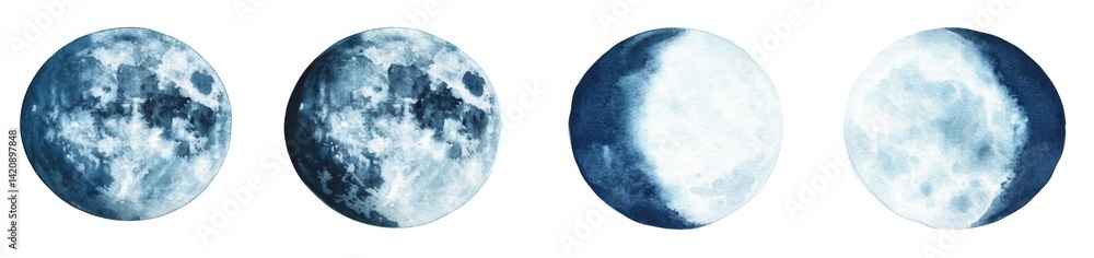 Naklejka premium Watercolor Moon Phases (2)
