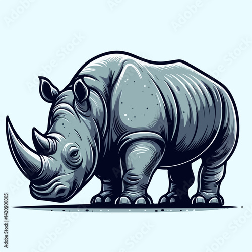 rhino on white background