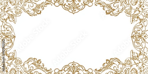 Ornate gold floral border frames a blank white space