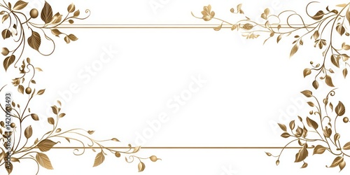 Ornate botanical border features leaves and small berries in gold