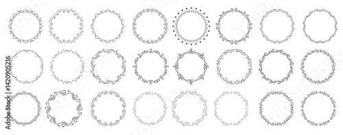  Floral wreaths, big set of floral round frames vector illustration. Perfect for invitations, greeting cards, quotes, blogs, Wedding Frames, posters. Vector 