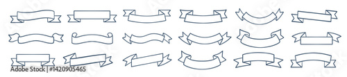 Hand drawn ribbon banner collection