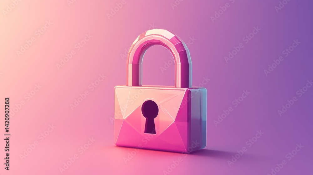 Digital Lock Security Concept with Polygonal Style in Pink and Purple Tone Digital Lock Security Concept with Polygonal Style in Pink and Purple Tone