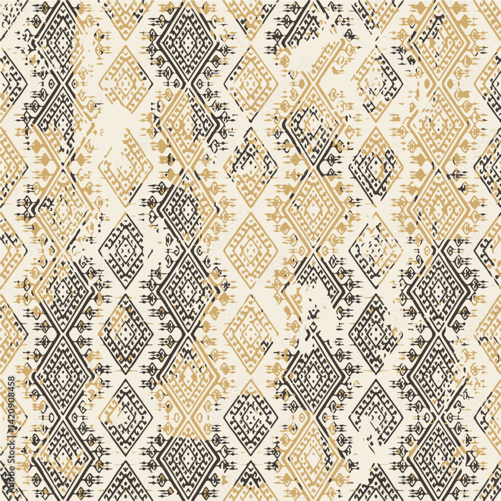 Obraz premium Seamless floral pattern, classic flower ornament, abstract ditsy print in vintage motif. Elegant botanical design of beautiful large wild flowers, leaves, small branches, herbs. Vector illustration.