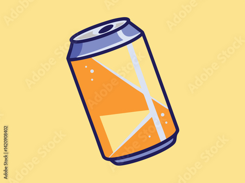 Colorful Soda Can Illustration on Yellow Background

