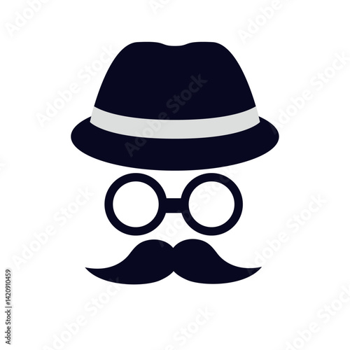父の日のベクターイラスト：帽子、メガネ、ヒゲのアイコン - Father's Day Vector Illustration: Hat, Glasses, and Mustache Icon