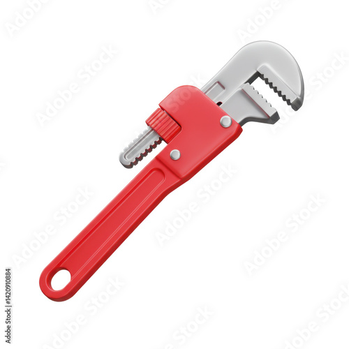 Adjustable Red Wrench Tool for Plumbing and Mechanical Repairs on Transparent Background
