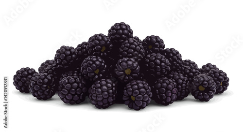 A luscious pile of ripe dark blackberries freshly harvested
