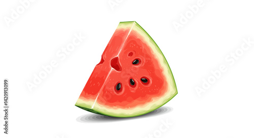 A triangular juicy watermelon slice