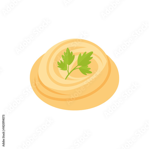 Fettuccine Alfredo with Parsley Garnish on Transparent Background  