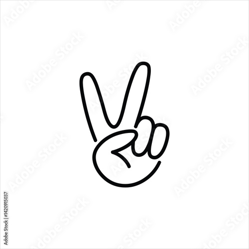Playful Hand Peace Sign Illustration – Simple Vector Art