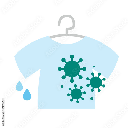 湿ってカビた衣服のベクターイラスト：不衛生な状態の表現 - Damp and Moldy Clothes Vector Illustration: Representation of Unhygienic Condition