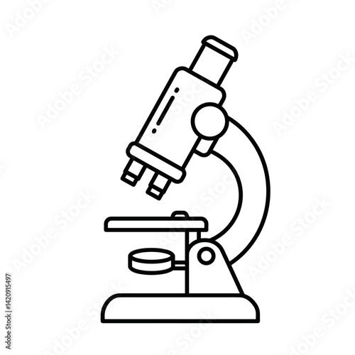 Laboratory microscope illustration in black and white design  