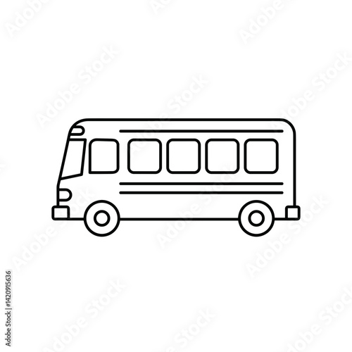 Line Art Illustration of a Bus in Profile View  