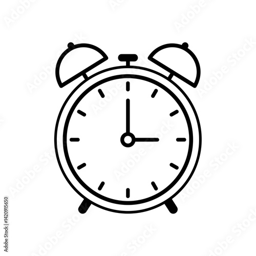 Vintage alarm clock symbolizing time management in black and white  