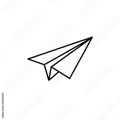 Paper airplane illustration in black and white design  