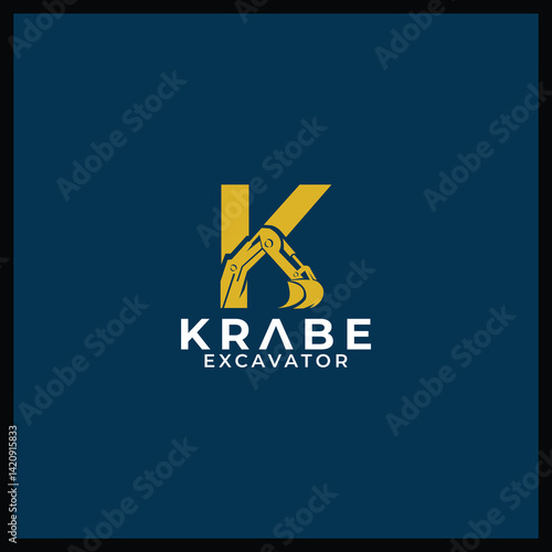 excavator logo in the shape of the letter k
