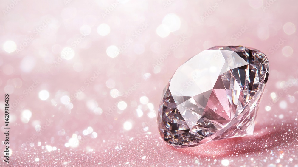 A sparkling diamond dust effect over a soft pink gradient, symbolizing luxury beauty.