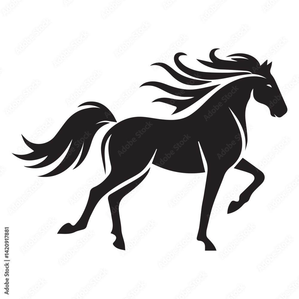 Fototapeta premium create simple black Horse Silhouette Vector with white background 