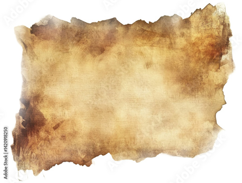 Aged vintage parchment paper text  isolated on transparent background