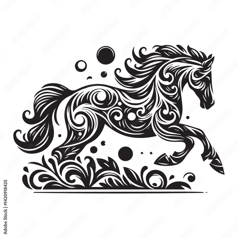 create simple black Horse Silhouette Vector with white background create simple black Horse Silhouette Vector with white background