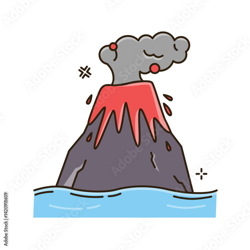 Colorful disaster icons in cartoon style, illustrating various natural disasters such environment-related designs