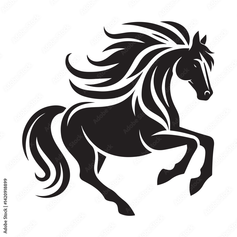Obraz premium create simple black Horse Silhouette Vector with white background 