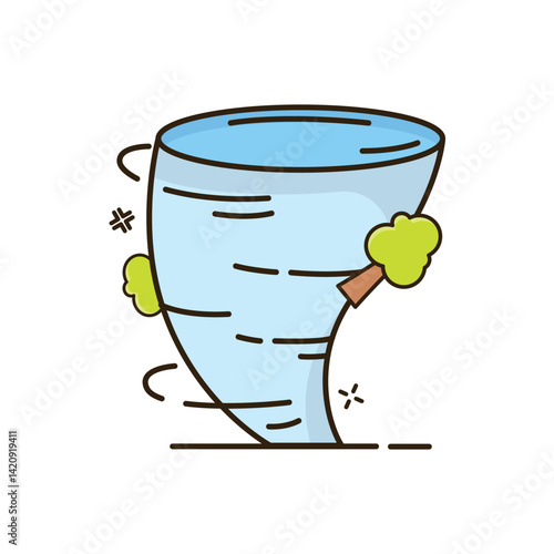 Colorful disaster icons in cartoon style, illustrating various natural disasters such environment-related designs