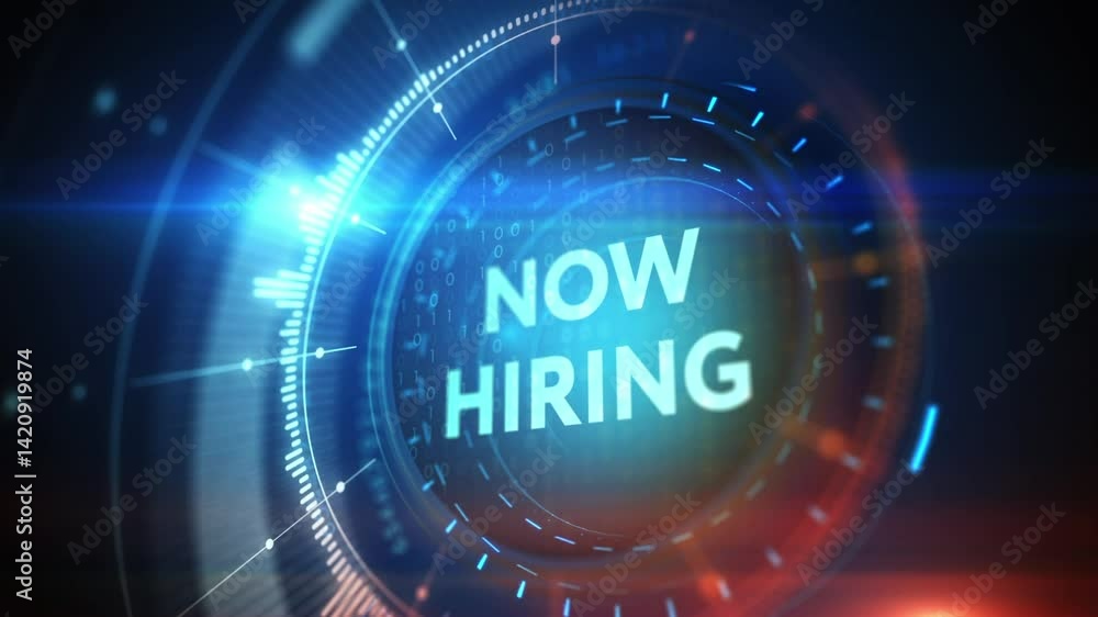 Business, Technology, Internet and network concept. NOW HIRING inscription, modern technology business concept. 3d illustration Business, Technology, Internet and network concept. NOW HIRING inscription, modern technology business concept. 3d illustration
