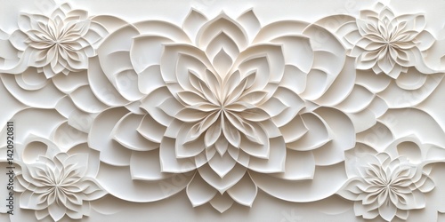 Intricate floral arrangement of paper blossoms in varying sizes