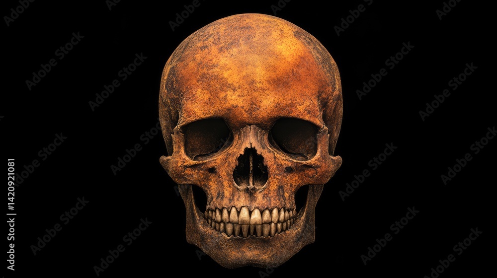 Obraz premium Detailed skull, full view, aged appearance
