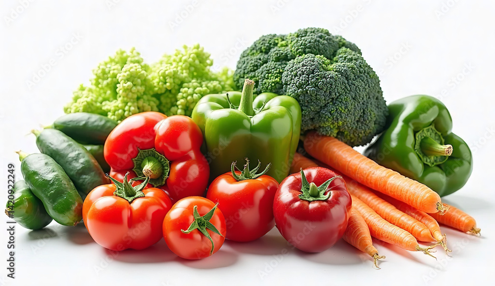 assorted fresh vegetables isolated on pure white background assorted fresh vegetables isolated on pure white background