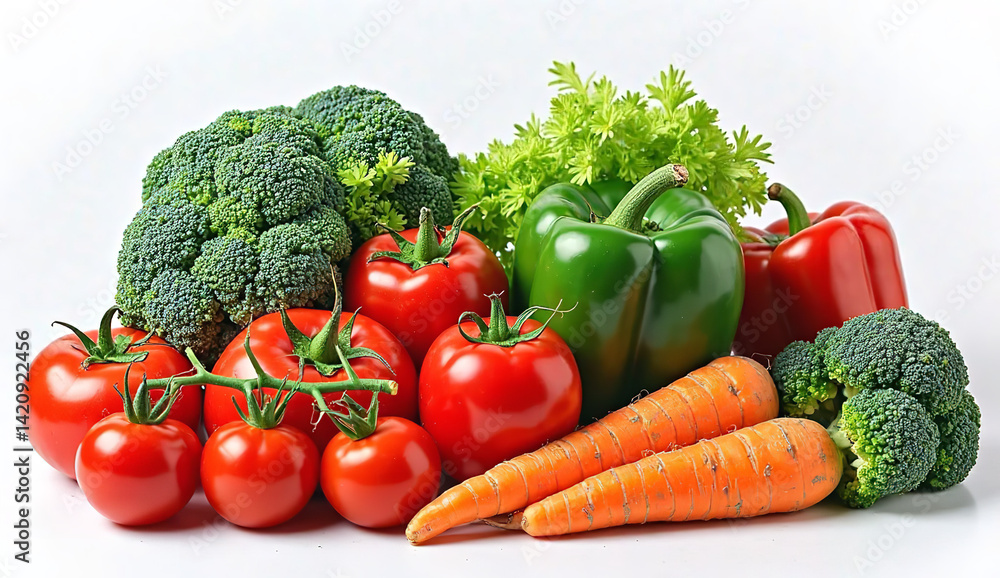 assorted fresh vegetables isolated on pure white background assorted fresh vegetables isolated on pure white background