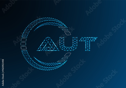 AUT low poly letter logo vector design. AUT lower poly logo design.