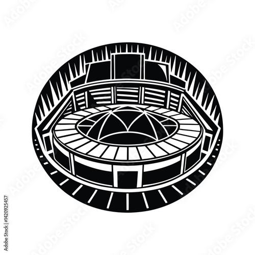 Basketball arena icon silhouette vector with white background
