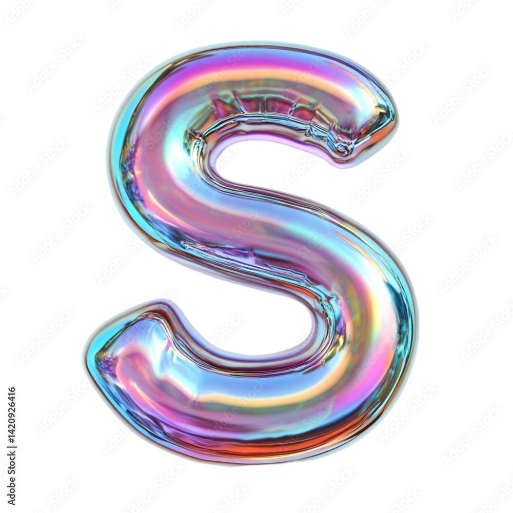 Holographic letter S iridescent balloon colorful glitch art Holographic letter S iridescent balloon colorful glitch art