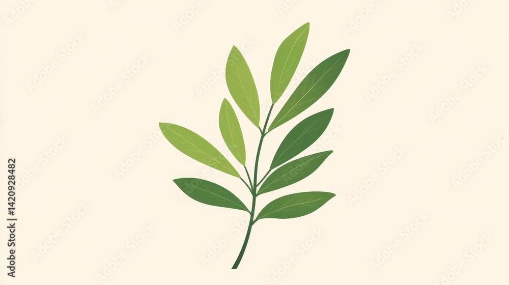 Naklejka premium Elegant Green Leaf Branch Design