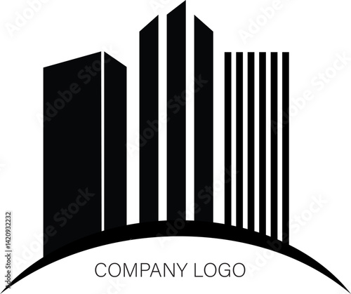 black white corporate company building logo icon vector  illustration 