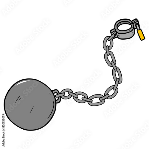 ball and chain illustration hand drawn isolated vector