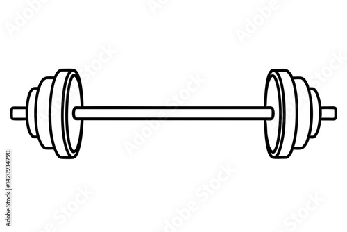 Barbell Line Art Vector Illustration