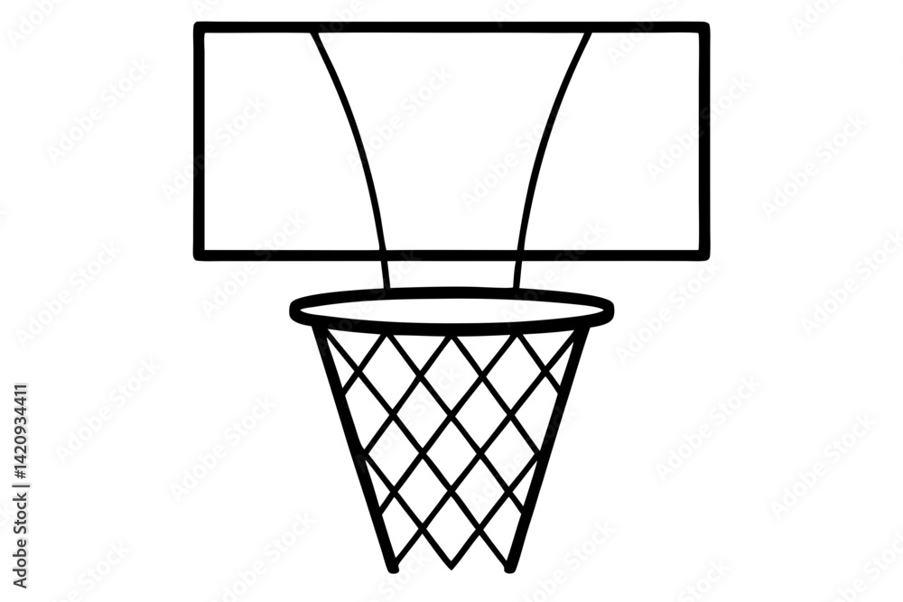 Basketball Hoop Line Art Vector Illustration Basketball Hoop Line Art Vector Illustration
