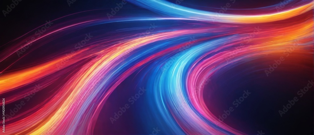 Vibrant abstract digital art with colorful wavelike pattern on black background, conveying movement and energy. Vibrant abstract digital art with colorful wavelike pattern on black background, conveying movement and energy.