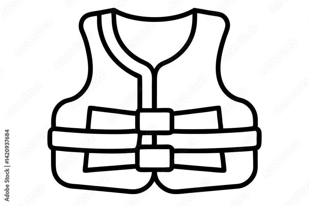 Life Jacket Line Art Vector Illustration Life Jacket Line Art Vector Illustration