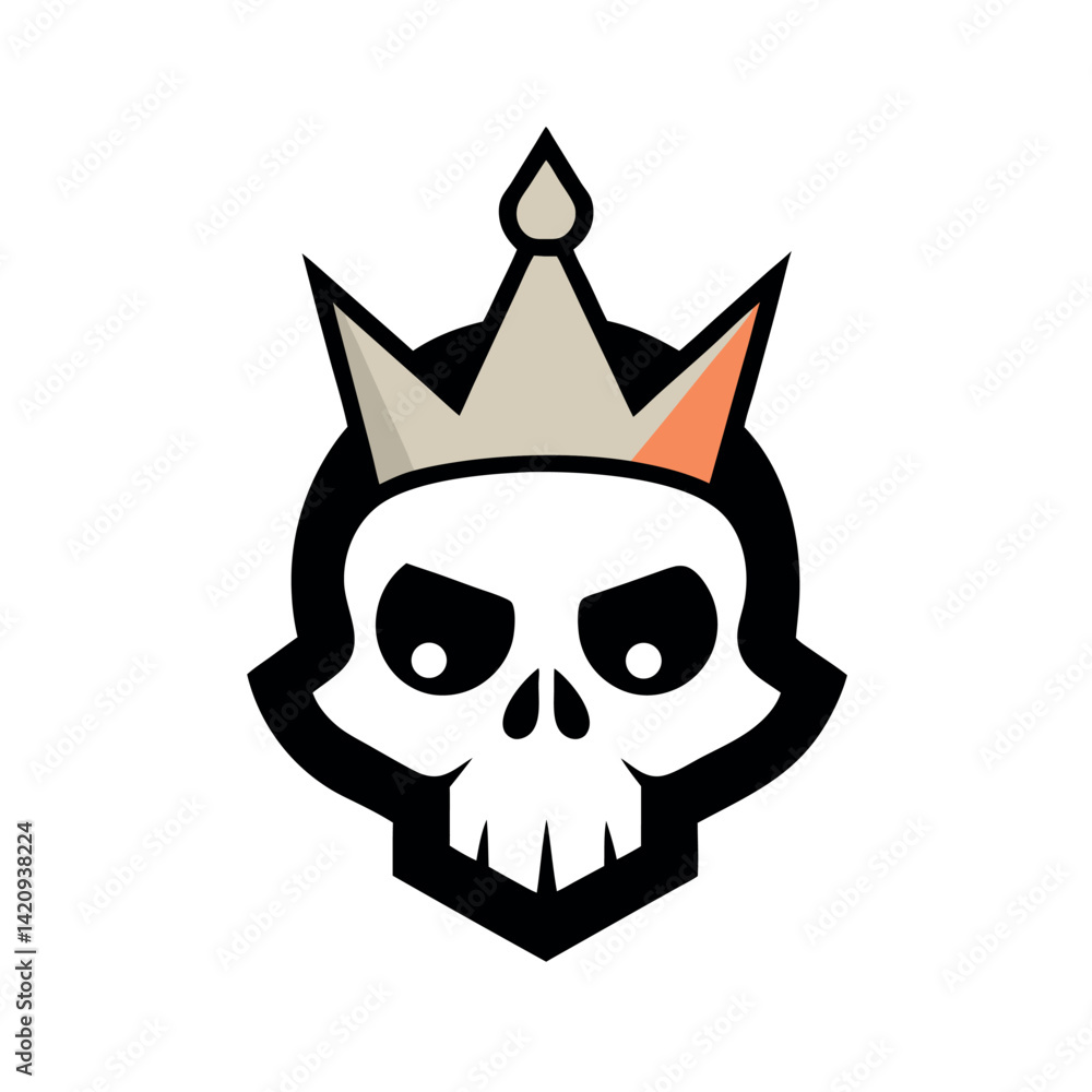 A Cartoon Skull Wearing a Crown, Ideal for Gaming Logos A Cartoon Skull Wearing a Crown, Ideal for Gaming Logos