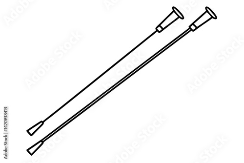 Ski Poles Line Art Vector Illustration