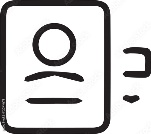 User Profile Icon, ID Card with Chat Bubble, Communication Interface Vector