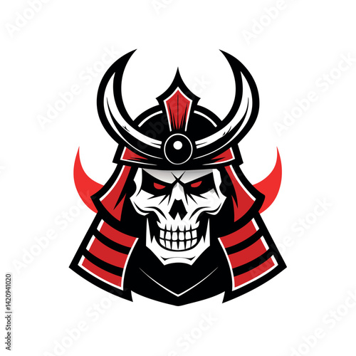 Fierce Samurai Skull Logo Design