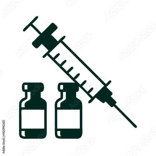 Syringe with Vials Icon Representing Vaccine and Medical Injection